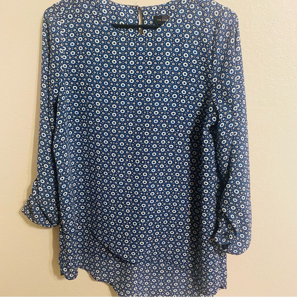 The Limited Blue Peter Pan Collar 3/4 Sleeve Blouse